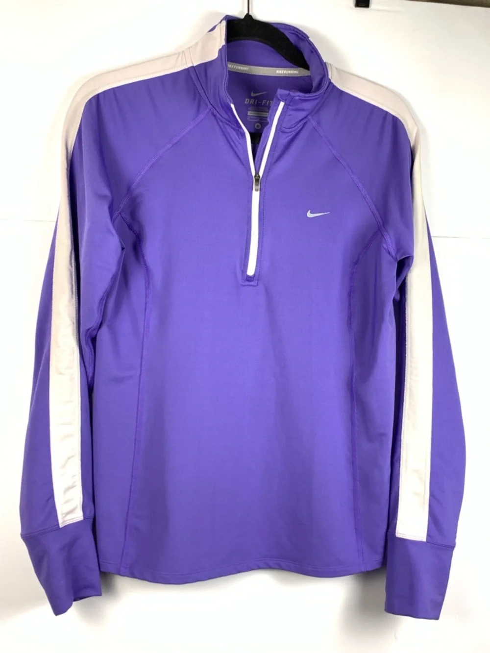 Nike Dri-FIT Running Half Zip Pullover Purple White Thumbholes Women’s M